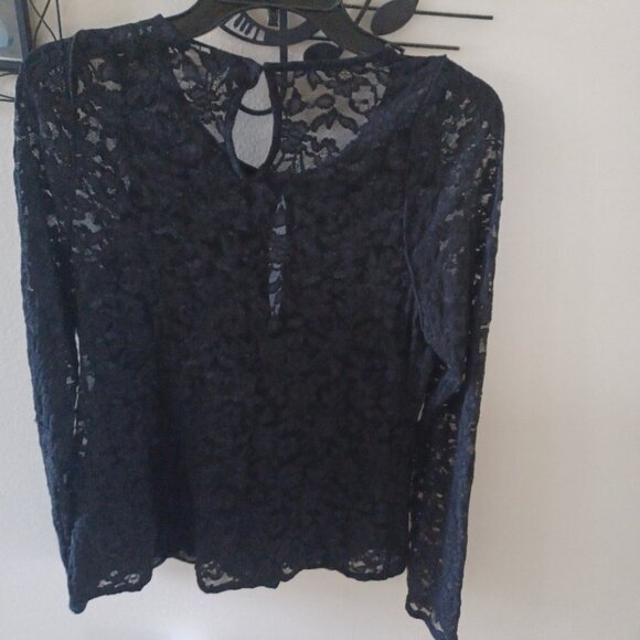 Moda Int / Victoria Secret Black Long Sleeve Stretch Lace Key / Peep Hole Large - Picture 4 of 6